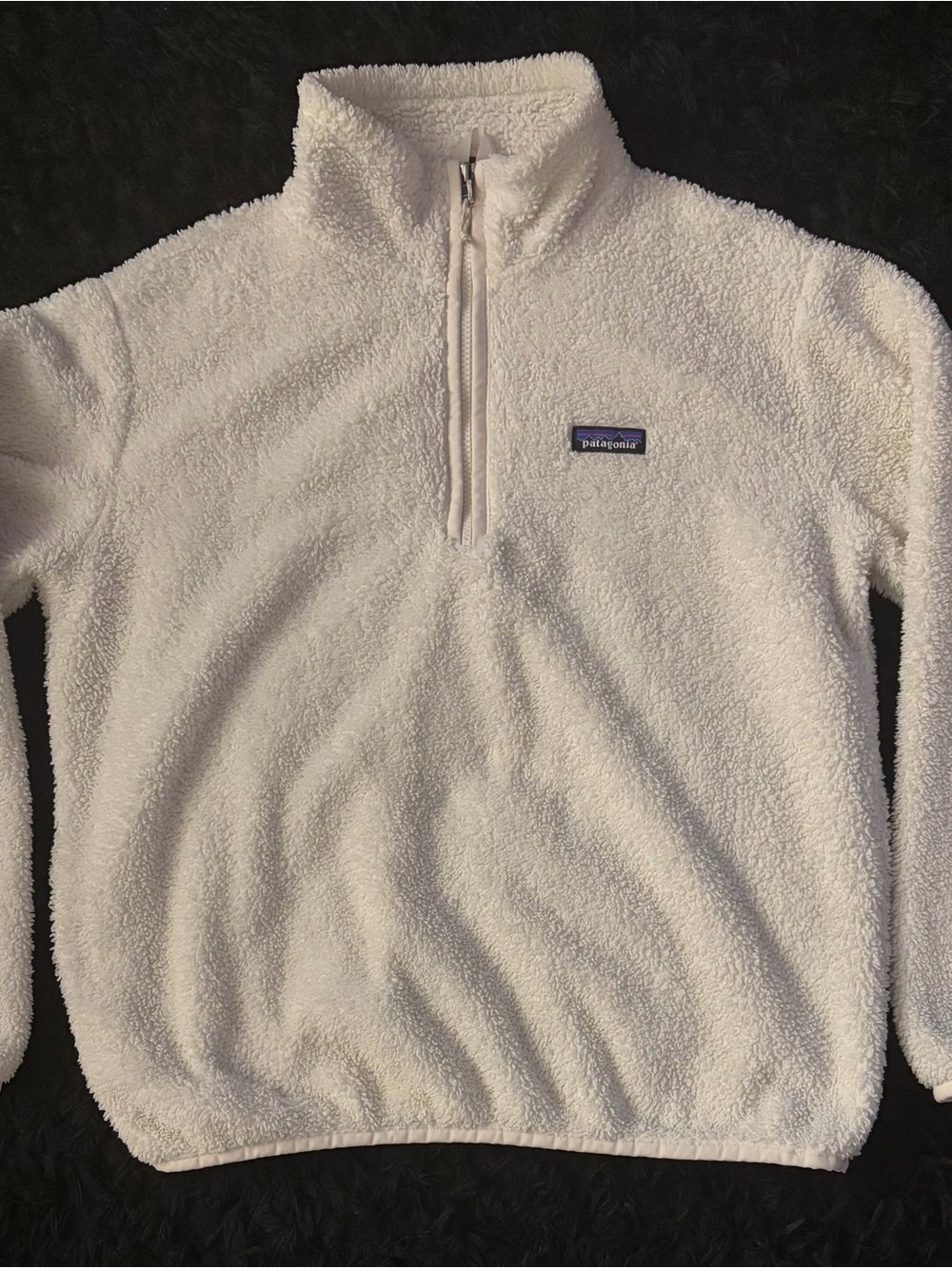 Patagonia White Sherpa Quarter-Zip Cowl Sweater